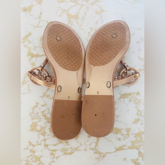 TORY BURCH Mini Miller Gold Logo Nude Jelly Sandals - Picture 6 of 6